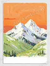 Colorful Snowy Mountain Valley Canvas Wall Art for Home Decor – вид 3