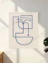 Minimalist Abstract Palm Geometric Line Wall Art for Living Room Home Decor