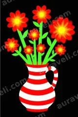 Red Flowers in Striped Vase Canvas Wall Art for Living Room Home Decor living room wall art for modern home decor