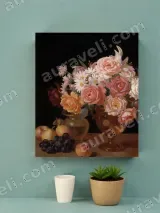 Vintage Floral & Fruit Still Life Canvas Wall Art for Home Decor