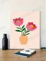 Pink Flowers in Orange Vase Canvas Wall Art for Home Decor – view 3