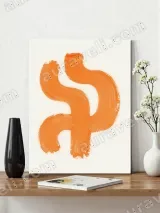 Abstract Orange Brushstroke Canvas Wall Art for Living Room Home Decor