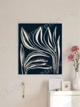 Botanical Leaf Linocut Canvas Wall Art for Living Room Home Decor – view 3