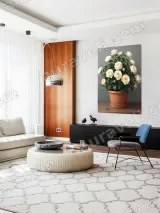 Cream Rose Potted Canvas Wall Art for Living Room Home Decor – view 5