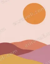 Abstract Sun & Pastel Mountains Canvas Wall Art for Living Room Home Decor wall art print
