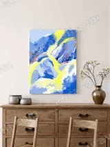 Abstract Blue Yellow Swirl Canvas Wall Art for Living Room Home Decor – view 2