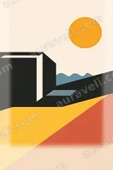 Geometric Abstract Landscape Canvas Wall Art for Living Room framed modern home decor