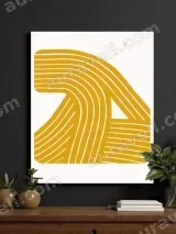 Abstract Geometric Yellow Line Canvas Wall Art for Living Room Home Decor