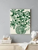 Green Line Art Floral Vase Canvas Wall Art for Living Room Decor – view 4