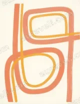 Coral Yellow Abstract Line Canvas Wall Art for Living framed modern home decor