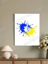 Abstract Blue Yellow Splash Canvas Wall Art for Living Room Home Decor – view 4