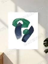 Abstract Green Navy Shapes Canvas Wall Art for Living Room Home Decor – view 2