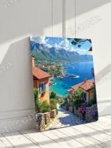 Mediterranean Coastal Village Canvas Wall Art for Living Room Bedroom Decor – вид 3