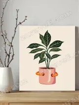 Modern Botanical Houseplant Canvas Wall Art for Living Room Decor