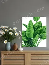 Tropical Green Leaves Canvas Wall Art for Living Room Home Decor – view 2