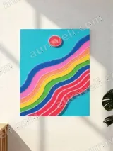 Rainbow Wavy Lines Colorful Canvas Wall Art for Living Room Home Decor – view 2