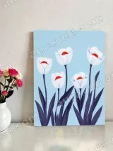 Modern White Floral Canvas Wall Art for Living Room Bedroom Home Decor