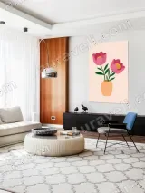 Pink Flowers in Orange Vase Canvas Wall Art for Home Decor – view 5
