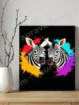 Colorful Zebra Duo Canvas Wall Art for Living Room Home Decor