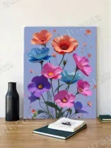 Colorful Cosmos Floral Canvas Wall Art for Living Room Bedroom Decor – view 2