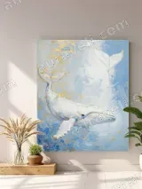 White Whale with Gold Accents Canvas Wall Art for Living Room Home Decor – вид 4