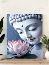 Zen Buddha & Pink Lotus Canvas Wall Art for Home Decor