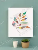 Abstract Geometric Leaf Canvas Wall Art for Living Room Decor