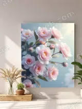 Pink Camellia Canvas Wall Art for Bedroom Living Room Decor – view 4