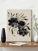 Black Floral Canvas Wall Art for Living Room Bedroom Home Decor