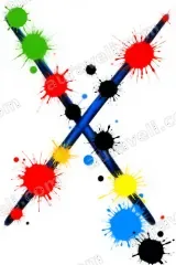 Colorful Splatter Crossed Blue Lines Canvas Wall Art for Living Room Decor wall art print