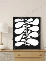 Black & White Abstract Leaf Canvas Wall Art for Living Room Home Decor – view 4