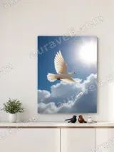 Flying White Dove Sky Clouds Canvas Wall Art for Living Room Home Decor – view 4