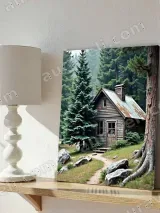 Rustic Forest Cabin Canvas Wall Art for Living Room Bedroom Home Decor – вид 4