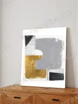 Abstract Geometric Gold Gray Canvas Wall Art for Living Room Bedroom Home Decor – view 4