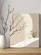Winter Snow Tree & Floral Canvas Wall Art for Home Decor
