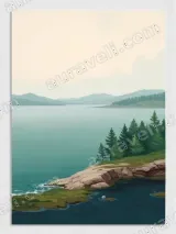 Lake & Pine Forest Landscape Canvas Wall Art for Living Room Decor – view 3