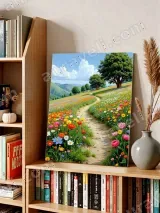 Colorful Countryside Flower Path Canvas Wall Art for Living Room Home Decor – view 3