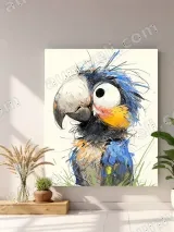 Whimsical Cartoon Parrot Canvas Wall Art for Living Room Home Decor – вид 4