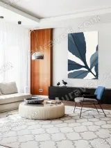 Blue Botanical Leaf Canvas Wall Art for Living Room Home Decor – view 5