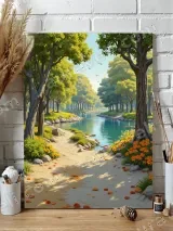 Tranquil River Forest Path Canvas Wall Art for Living Room Home Decor