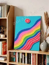 Rainbow Wavy Lines Colorful Canvas Wall Art for Living Room Home Decor – view 5