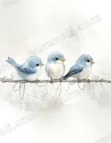 Three Blue Birds on Wire Canvas Wall Art for Living Room Bedroom Home Decor wall art print