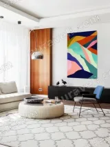 Abstract Colorful Geometric Wave Canvas Print for Living Room Decor – view 5