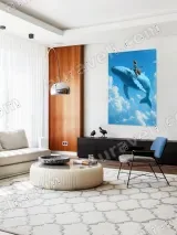 Boy Riding Flying Whale Canvas Wall Art for Living Room Home Decor – view 5
