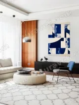 Abstract Blue & Cream Geometric Canvas Wall Art for Living Room Decor – вид 5