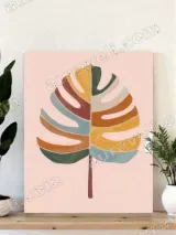 Color Block Monstera Leaf Canvas Wall Art for Bedroom & Living Room Decor