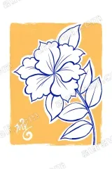 Blue Floral Canvas Wall Art for Bedroom Living Room framed modern home decor