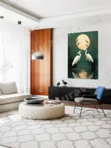 Two Egrets Moonlit Lake Reed Canvas Wall Art for Living Room Home Decor – view 5