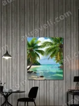 Tropical Beach Palm Tree Canvas Wall Art for Living Room Bedroom Home Decor – view 2
