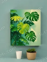 Botanical Monstera Leaves Canvas Wall Art for Living Room Bedroom Home Decor